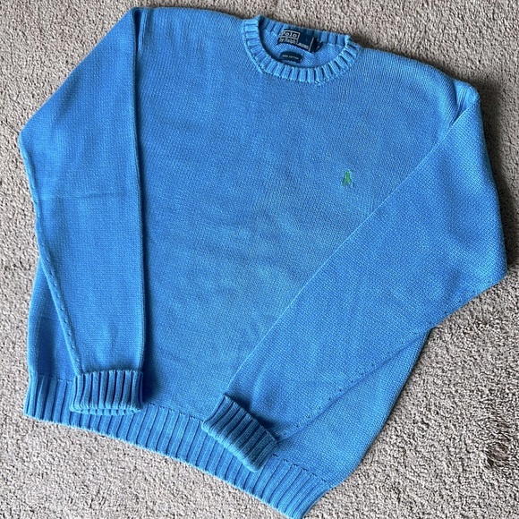 Polo Ralph Lauren Sweaters - Polo Ralph Lauren Vintage Light Blue Cotton Crewneck Sweater